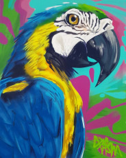 #parrot on #canvas for sale. DM me to purchase. #painting #jungle #bird #spraypaint #spraypaintart #graffiti #cancontrol #brightcolors commissioned art makes great Xmas gifts ;) ;)